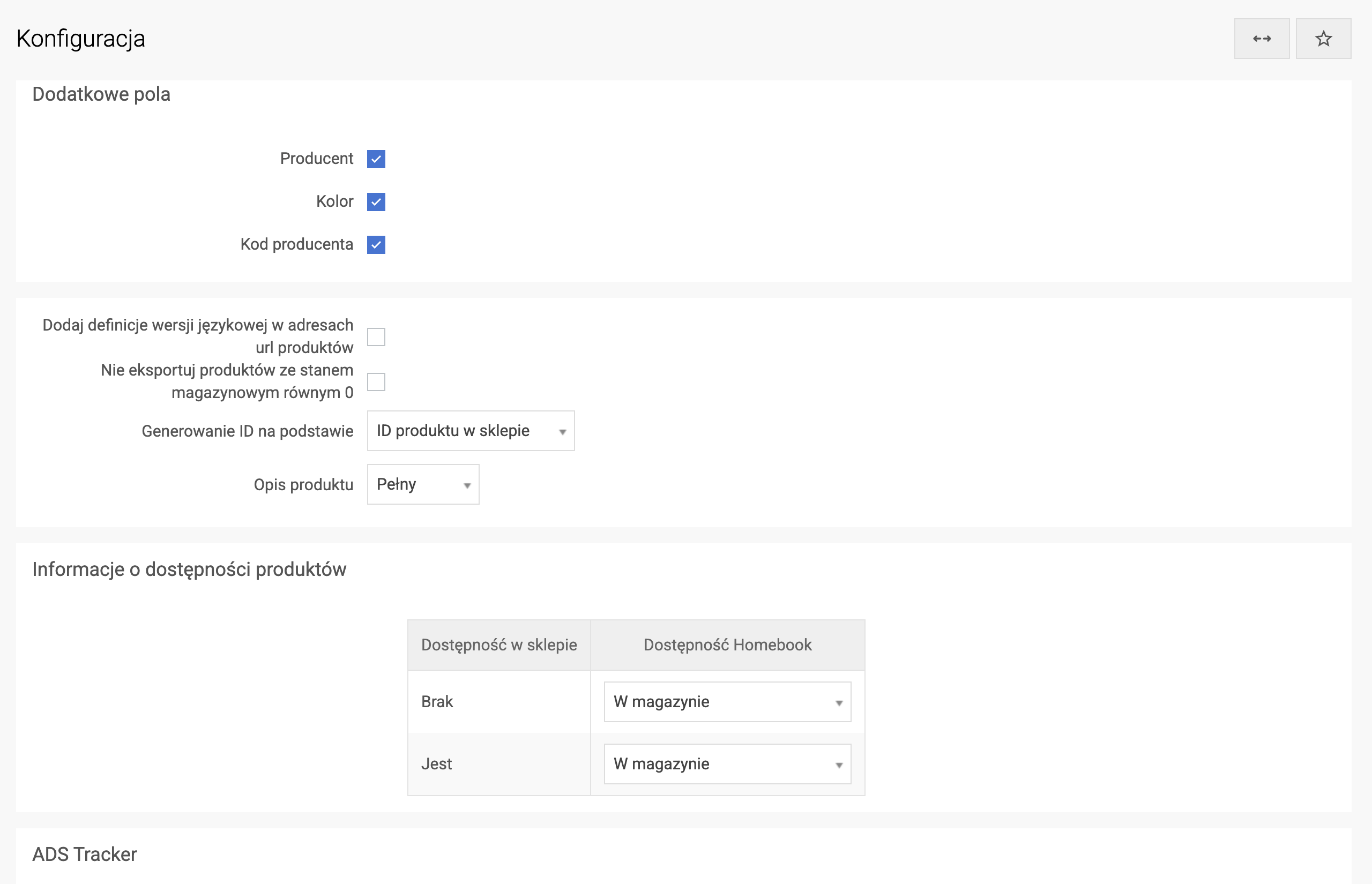 Konfiguracja w panelu SOTESHOP - generowanie pliku dla Homebook